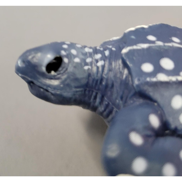 Leatherback Sea Turtle Figure Blue White Polka Dot PVC Toy Ocean Marine Life Toy - Picture 3 of 11
